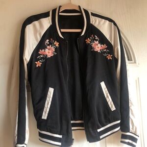 Jersey Satin Jacket with floral detail